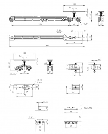 Комплект для раздвижных дверей Comfort - PRO SET 3 /soft close+roller/ 80 (CFA170B) ID товара: 38993